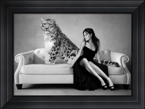 Framed Snow Leopard and Lady, Paris Print