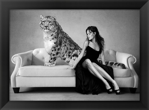 Framed Snow Leopard and Lady, Paris Print