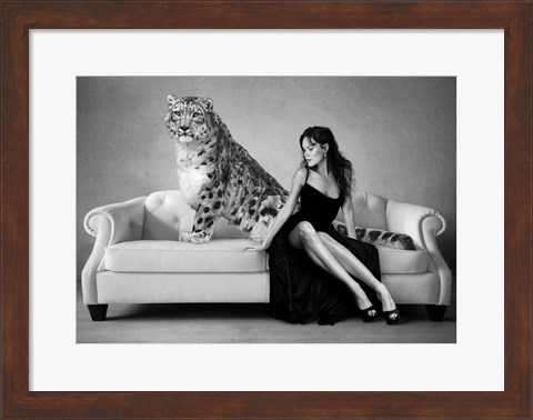 Framed Snow Leopard and Lady, Paris Print