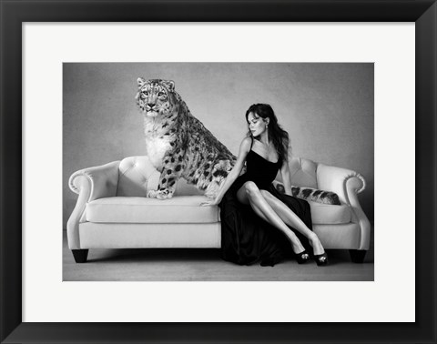 Framed Snow Leopard and Lady, Paris Print