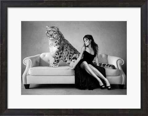 Framed Snow Leopard and Lady, Paris Print