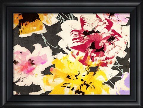 Framed Neon Flowers II (detail) Print