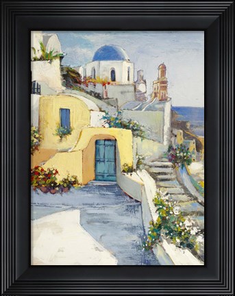 Framed Sole su Santorini Print
