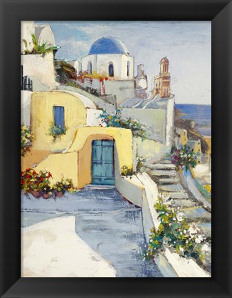 Framed Sole su Santorini Print