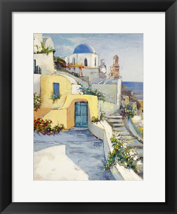 Framed Sole su Santorini Print