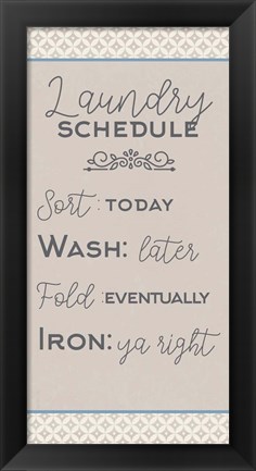 Framed Laundry Schedule Sort Print