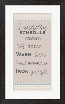 Framed Laundry Schedule Sort Print