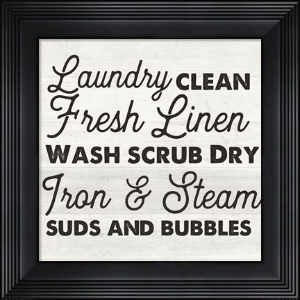 Framed Laundry Words Wood Print