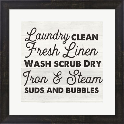 Framed Laundry Words Wood Print