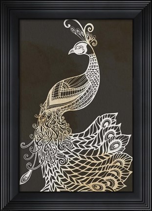Framed Monotone Peacock Print