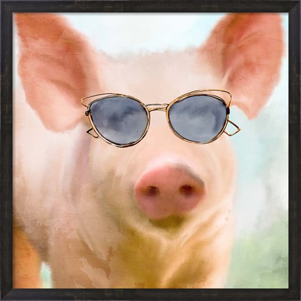 Framed Sun Glasses Pig Print