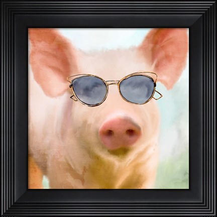 Framed Sun Glasses Pig Print