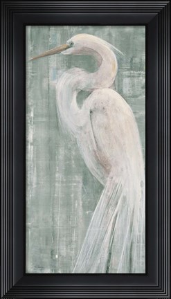 Framed Coastal Egret II Green Print