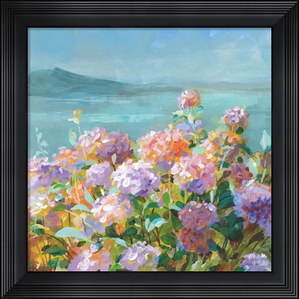 Framed Beach Hydrangeas Print