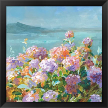 Framed Beach Hydrangeas Print