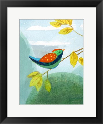 Framed Colorful Birds I Print