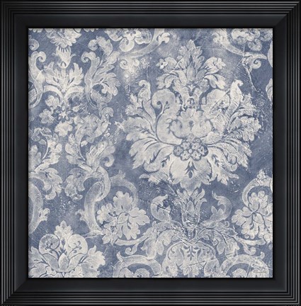 Framed Blue Damask Print