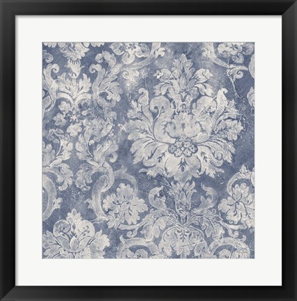 Framed Blue Damask Print