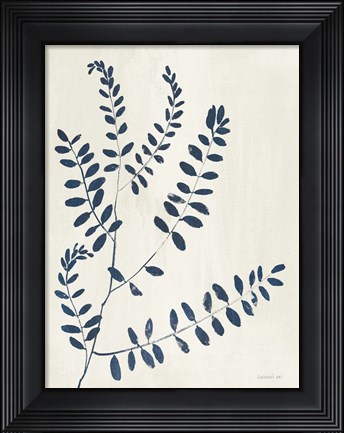 Framed Simple Nature I Indigo Cream Print
