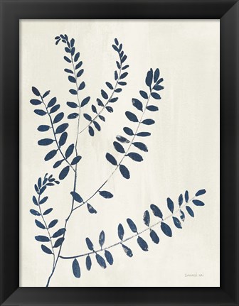 Framed Simple Nature I Indigo Cream Print