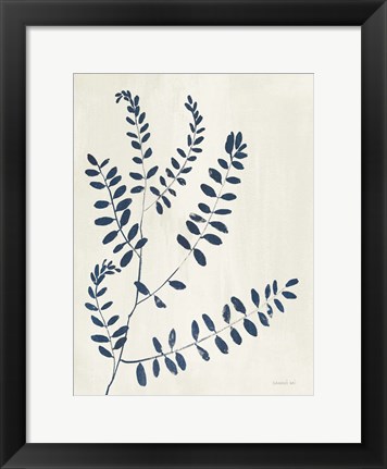 Framed Simple Nature I Indigo Cream Print