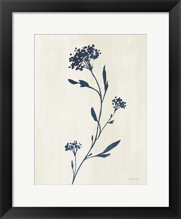 Framed Simple Nature IV Indigo Cream Print