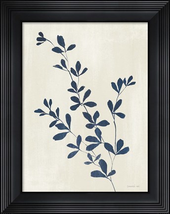 Framed Simple Nature II Indigo Cream Print