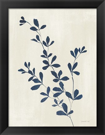 Framed Simple Nature II Indigo Cream Print