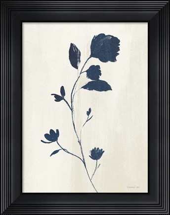 Framed Simple Nature III Indigo Cream Print