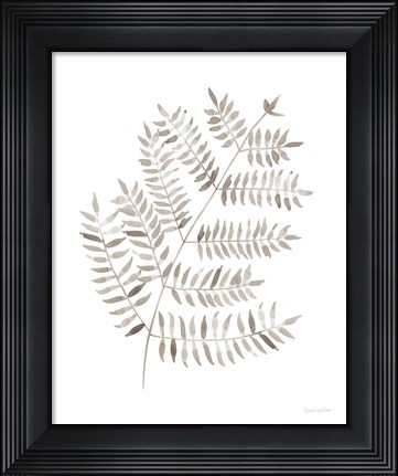 Framed Woodland Fern Khaki Print