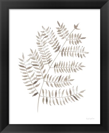 Framed Woodland Fern Khaki Print