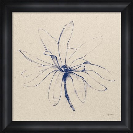 Framed Modern Vintage Floral I Indigo Print