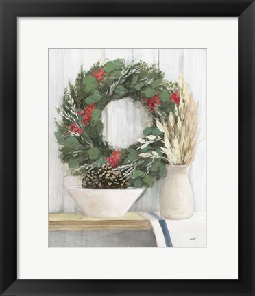 Framed Natural Christmas I Blue Print