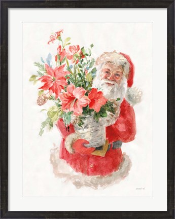 Framed Floral Santa Print