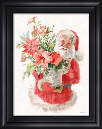 Framed Floral Santa Print