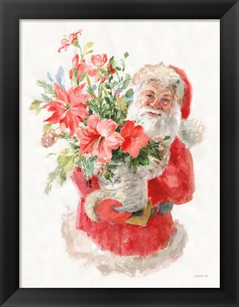 Framed Floral Santa Print