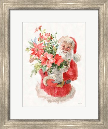 Framed Floral Santa Print