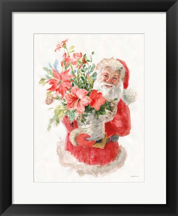 Framed Floral Santa Print