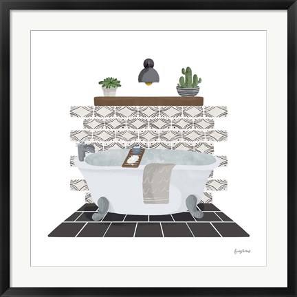 Framed Relaxing Bathroom II Dark Print