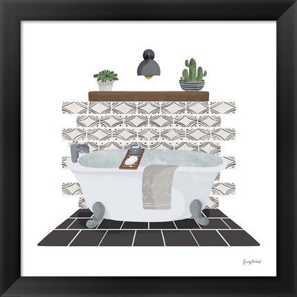 Framed Relaxing Bathroom II Dark Print