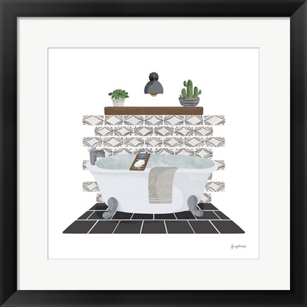 Framed Relaxing Bathroom II Dark Print