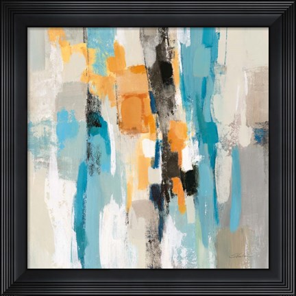 Framed Steps on Sand I Aqua Sq Print