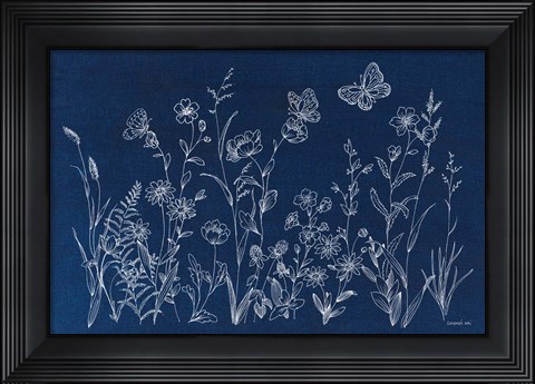 Framed Blue Butterfly Garden Print