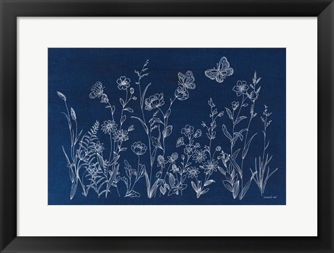 Framed Blue Butterfly Garden Print