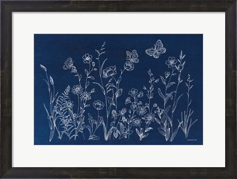 Framed Blue Butterfly Garden Print