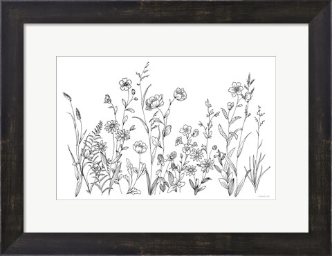 Framed Black and White Garden Print