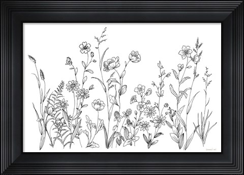 Framed Black and White Garden Print