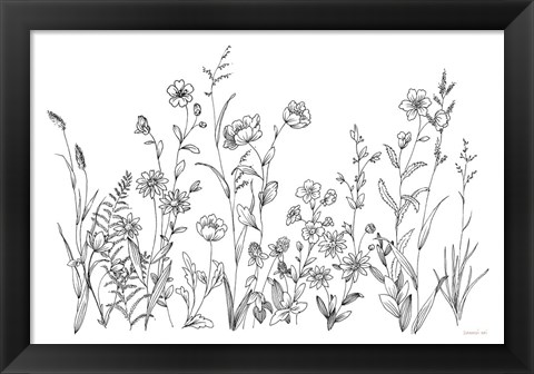 Framed Black and White Garden Print