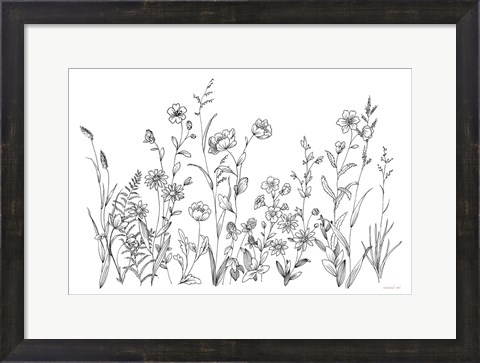 Framed Black and White Garden Print