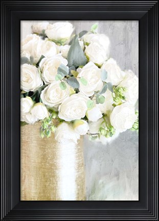 Framed White Roses Print
